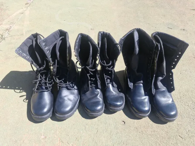 Bota de combate militar preta- couro legítimo