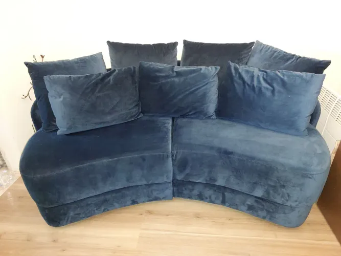 Sofá veludo azul