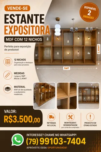 VENDE-SE ESTANTE EXPOSITORA MDF COM 12 NICHOS 
