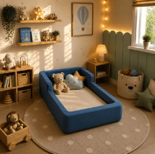 Cama Infantil Montessoriana Estofada - Espumática (como NOVA)