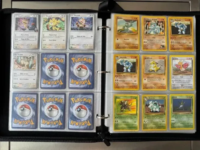 Coleção Pokémon TCG com cartas antigas, EX, holográficas e Eeveelutions