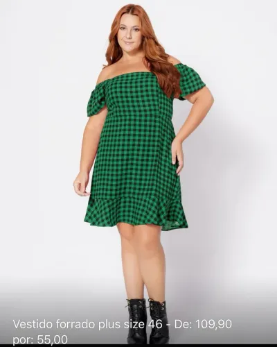 Vestido xadrez plus size 46