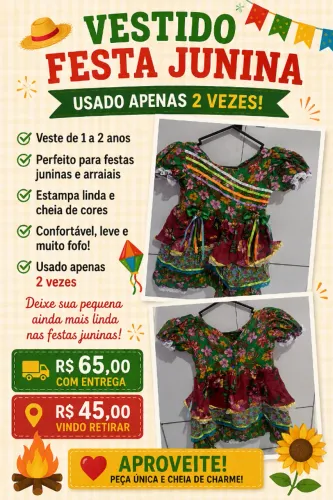 Vestido Junino infantil 
