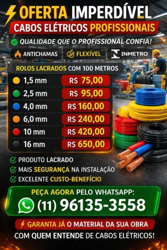 Cabos Elétricos flexível antichamas  certificado pelo Inmetro 