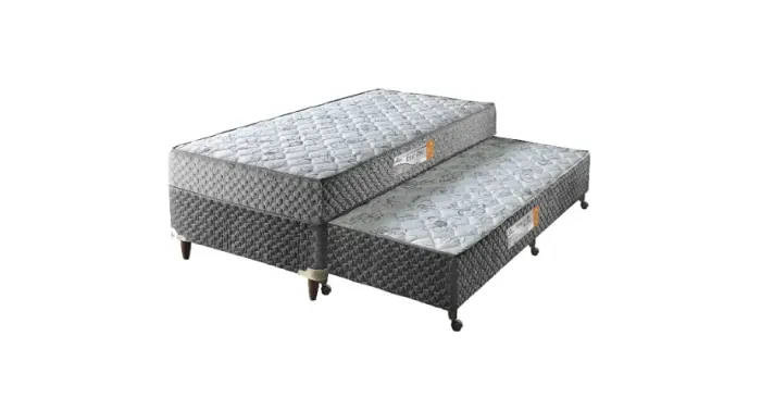 Cama Box Solteiro c/ Cama Auxiliar D33 Rondomoveis Cinza - Entrega Rápida! 