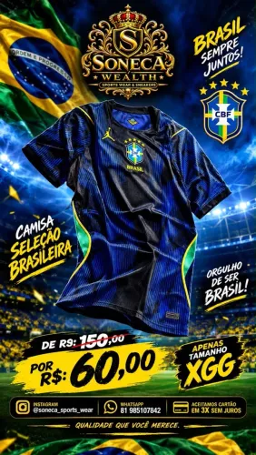 Camisa do Brasil Azul Versão torcedor Tam: XGG