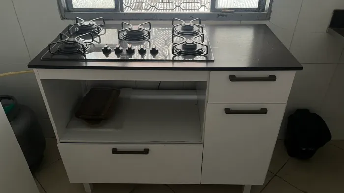 Fogão cooktop 5 bocas com armário em mdf