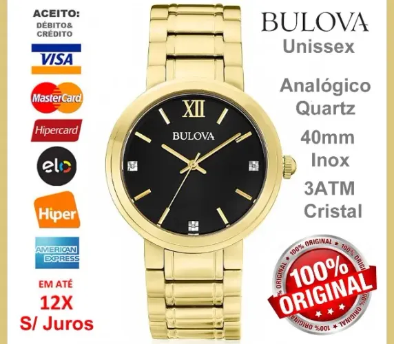 Relógio Bulova Dress, Unisex, Analógico, Quartz, Novo, na Caixa, Nota Fiscal, Gar de 1 Ano