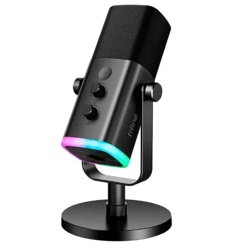 Microfone Gamer Fifine Ampligame, RGB, Cardióide, USB-C, Anti-Ruído, Para Streaming - Novo