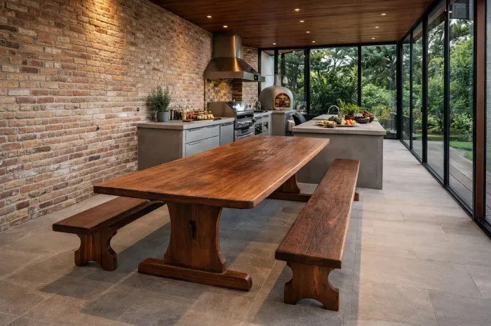 Conjunto Mesa 3 metros madeira nobre