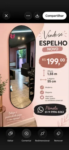 ESPELHO OVAL COM BORDA PRETO SEM LED