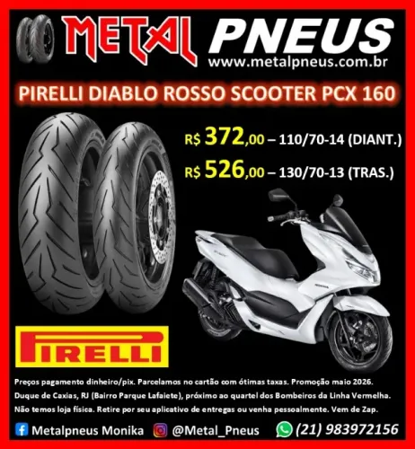 Pneu Moto Pirelli PCX 160 2023 Em Diante - Diablo Rosso Scooter
