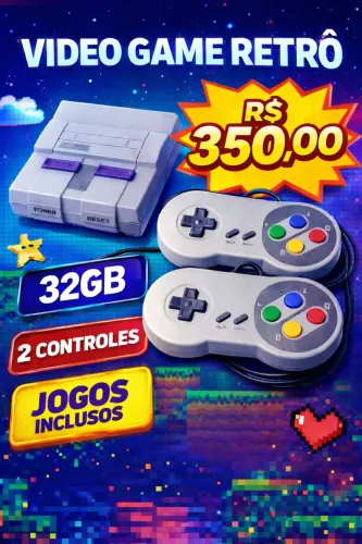Vídeo Game Retrô Retrobox 32GB - 2 Controles + 20.000 Jogos
