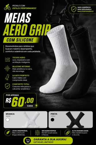 Meia de ciclismo aero tecido furadinho