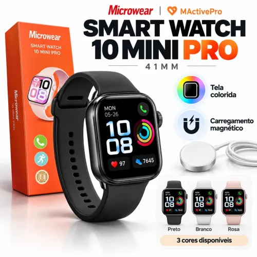 Smartwatch Microwear 10 Mini Pro 41mm Relógio Inteligente Bluetooth Chamadas Tela Touch
