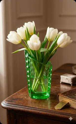 Vaso decorativo vintage em vidro verde esmeralda