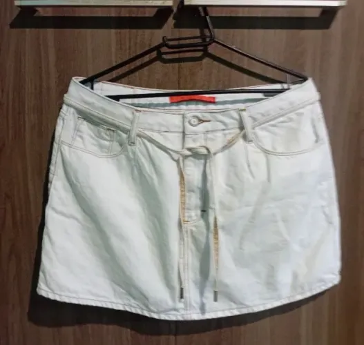 Saía jeans moça flor 