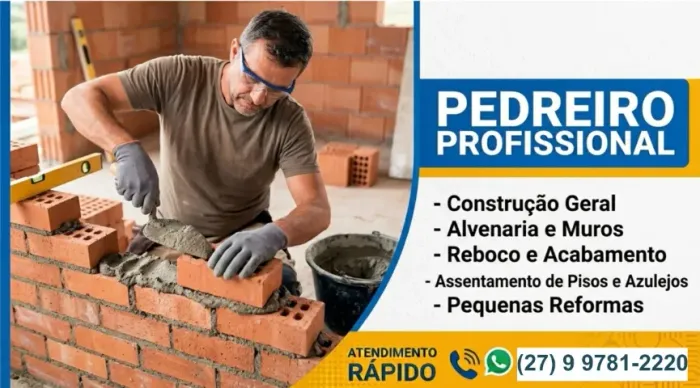 Pedreiro Profissional | Reformas, Construção do Alicerce ao Acabamento