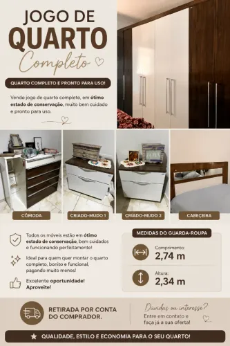 JOGO DE QUARTO COMPLETO - GUARDA ROUPA