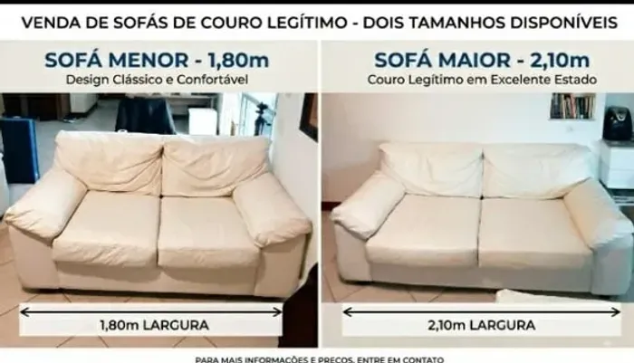 CONJUNTO SOFÁS COURO LEGÍTIMO EM BOM ESTADO - SEM FUROS, RASGOS OU ARRANHÓES