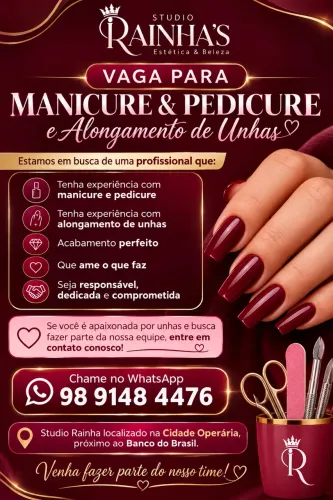 Vaga para profissionais com experiência em unhas