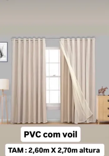 Cortina pvc com voil