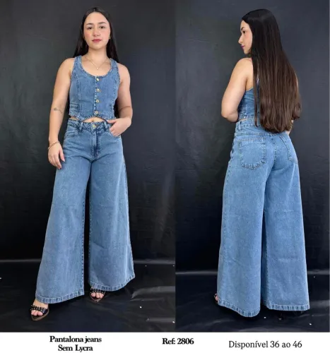 Calça Pantalona Jeans/ sem lycra.