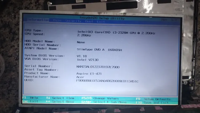 Tela notebook acer e1 571 pequena tela parte baixo
