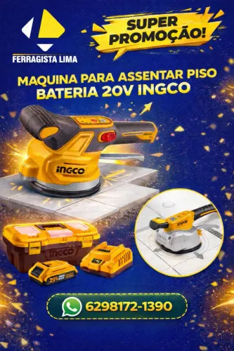 Maquina Para Assentar Piso A Bateria 20v Com Ventosa + Bateria 2.0ah Ingco