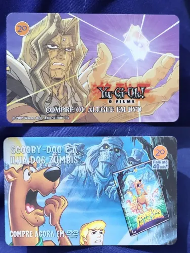 Cartões telefônico raríssimos Yu-Gi-Oh e Scooby Doo