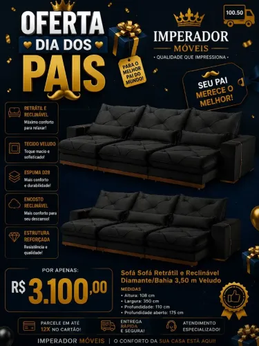Sofá Retrátil e Reclinável Diamante