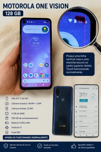 Motorola One Vision 128 GB Dual SIM - Funcionando - Leia a descrição