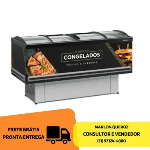 Ilha de Congelados Vidro Curvo 2M Gelopar