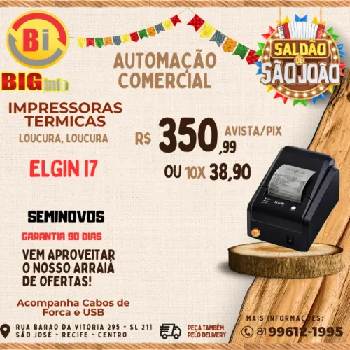 Impressora Não Fiscal Elgin I7   USB - Em ate 10x Fixas 