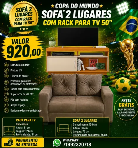 SOFA 2 LUGARES COM RACK
