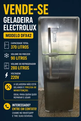 Geladeira Frost Free Electrolux Dfx42 370l Inox