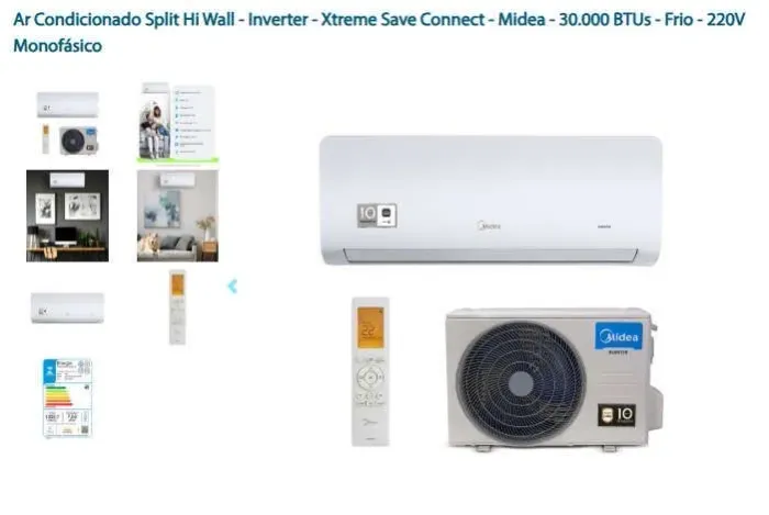 Ar condicionado Split inverter midea com wifi 30 mil BTUs monofásico, 220V