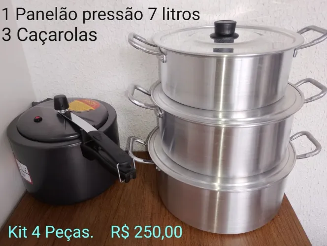 Caçarolas Baixas Mais Panelão Pressão 7 litros