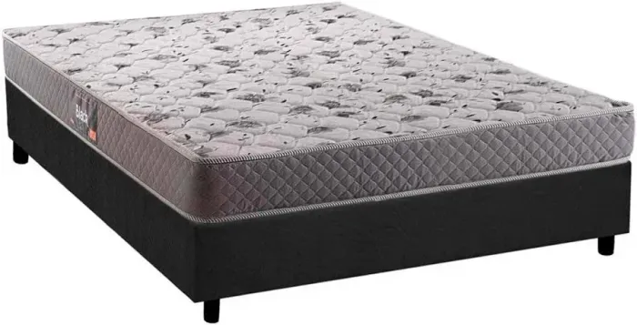 Cama Box Casal Completa com Colchão Cinza (Entrega Rápida) 