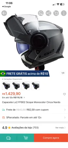 O capacete retratado é um LS2 FF902 Scope. 