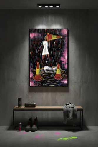 Pintura a óleo 40x60cm Luzes e Cones