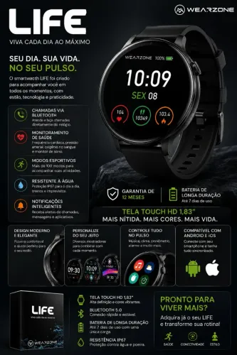 Relógio smartwatch/preto
