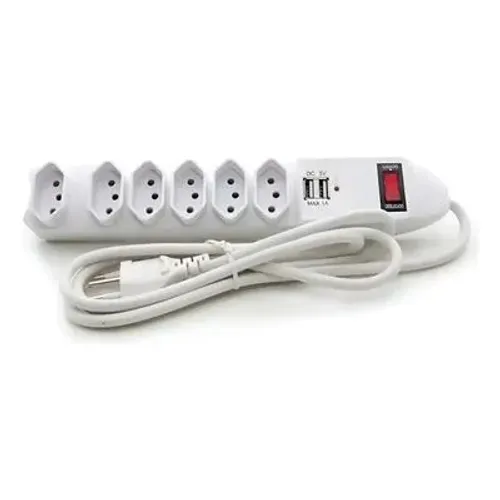 Filtro de Linha 6 Tomada e 2 Usb - Frete Grátis 