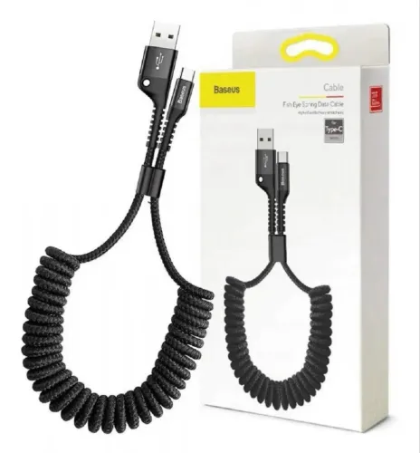 Cabo Baseus Espiral Flexivel Retratil USB C