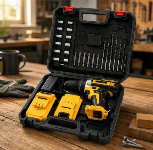 Furadeira Parafusadeira 36V Sem Fio Profissional + 2 Baterias + Maleta 26 Peças