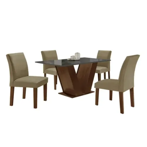 Mesa de Jantar 4 Lugares com 4 Cadeiras Novas no Caramelo