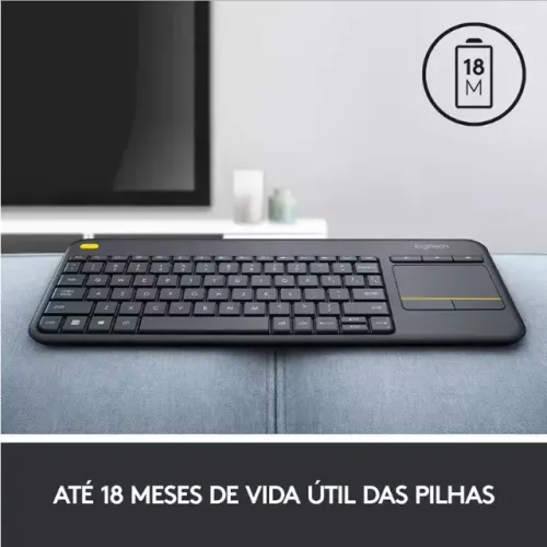Teclado Sem Fio Logitech K400 Plus com Touchpad - Ideal para Smart TV, PC e Media Center