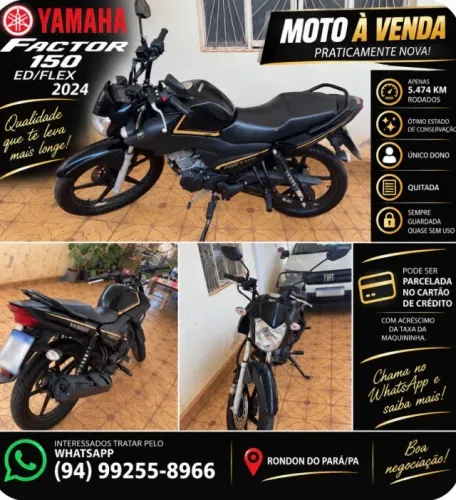 Yamaha Factor 150 ED/Flex 2024 - Único dono, quitada, 5.474 km