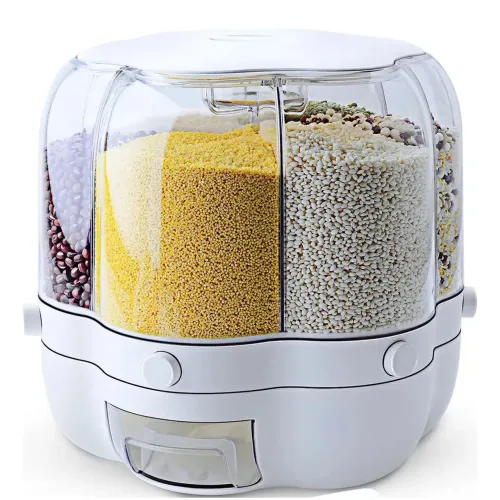 Dispenser Giratório 6 Divisorias De Alimentos Armazenamento Graos Organizador De Cereais