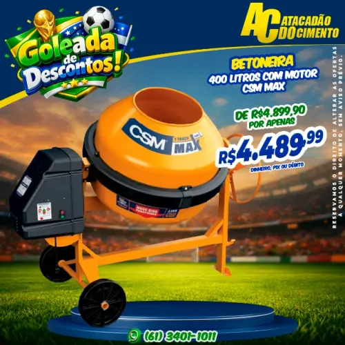 Betoneira 400 litros Com Motor CSM MAX